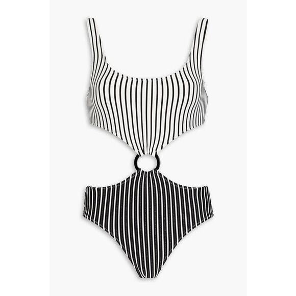 New Free People Solid & Striped The Bailey One-Piece Swimsuit $188 MEDIUM Black - Picture 6 of 9